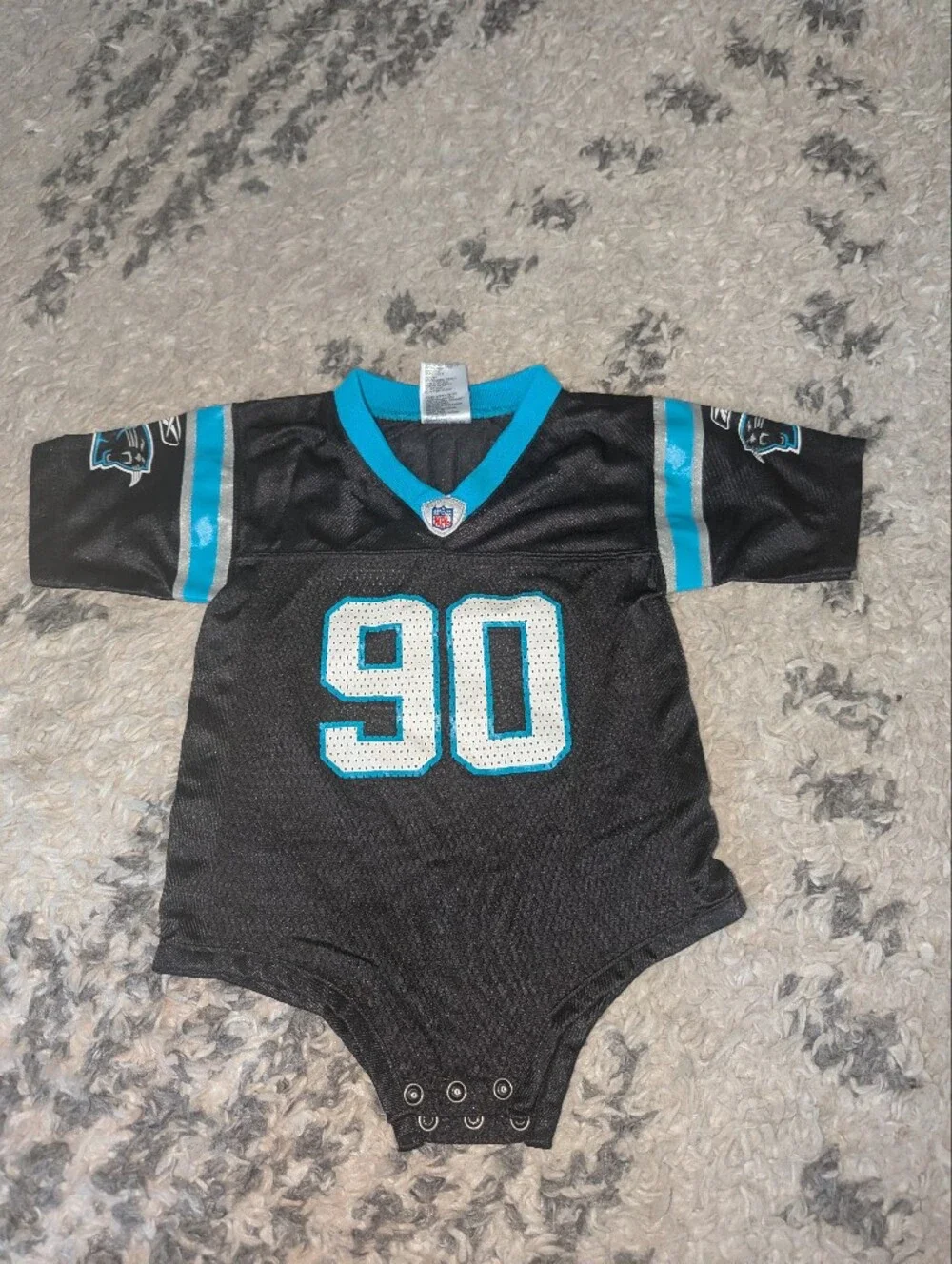 Reebok Black & Teal Kids Football Romper Jersey #90
